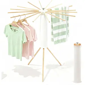 Tripod Clothes Drying Rack, Garment Rack and Foldable Saving Laundry Drying Rack - Drying Rack Clothing Folding Balcony Bedroom