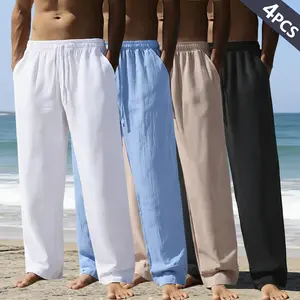 Men’s casual straight-leg pants — loose, cool, breathable, and comfortable for home, vacations, the beach, weddings, and outdoor activities. Fashionable, stylish, minimalist, high-quality loose long pants suitable for indoor gatherings, outdoor activities