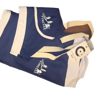 Fem Finesse Royal Motion Athletic Set - Navy Blue with White Stripes for Comfort and Style