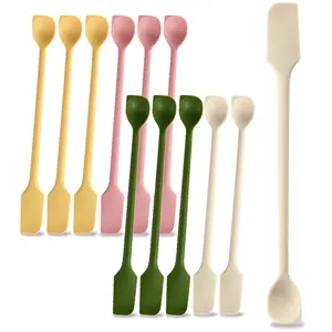 12-Piece Multi-Functional Mini Silicone Spatula Set, Dual Head Scraper Spoon for Jam Bottles, Kitchen Utensils for Cooking & Baking, Multifunctional Spatula Spoon