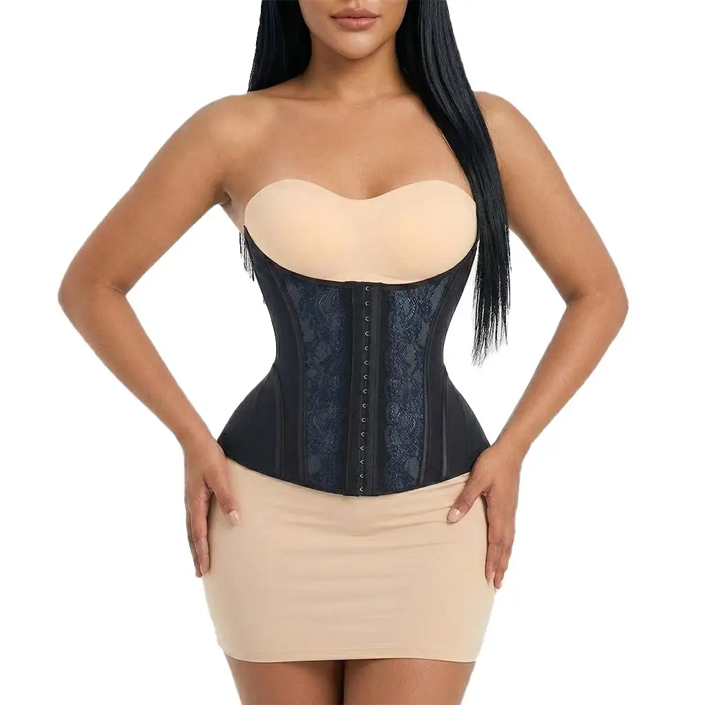 QOU hourglass waist trainer floral lace slimming adjustable hook belt high waist compression corset faja workout waist belt gym High Waisted Shapers, waist trainers, faja body shaper, fajas colombianas moldeadoras