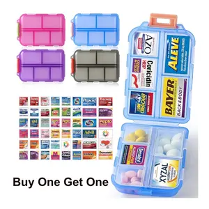 2PCS Travel Pill Cases, Small, Medium and Large Size Pill Stickers, Mini Pill Stickers for Pill Organizer, Mini Pill Case, Pill Storage Box With Lid