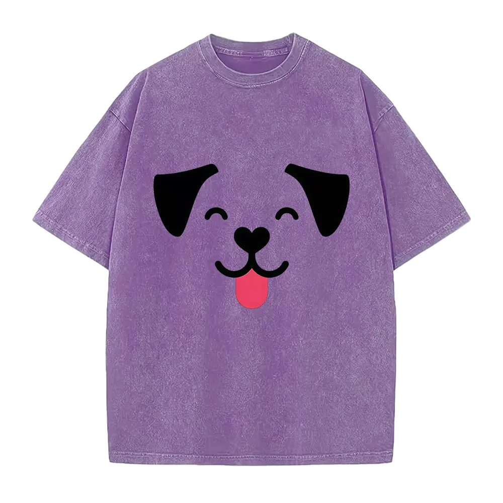 Cute Winking Dog Face Heart Nose Graphic Tee, Heather Green Pet Lover Casual Unisex Short Sleeve Top
