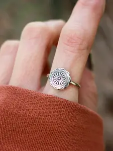 Bohemian Boho Chic Ethnic Floral Totem Ring, Vintage Design Women's Simple Elegance Daily Commute Versatile Personalized Ring, Vintage Rings