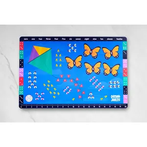 Math Basics 1 Placemat for Toddlers & Kids – Non-Slip Double-Sided Math Learning Mat with QR Code Activity – Fun & Interactive Educational Play Mat