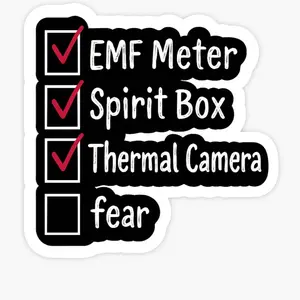 Ghost Hunting Checklist Sticker – EMF Meter Spirit Box Thermal Camera Funny Paranormal Vinyl Decal Waterproof Laptop Car