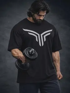 Men's Oversized Gym Tshirt Bodybuilding Pump Cover Weightlifting Workout Streetwear Tee Soft Breathable Fabric Relaxed Fit