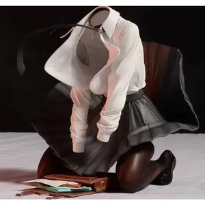 The Wind Rises Anime Girl Collectible Toy Figure, Dynamic Pose, School Uniform with Fluffy Cuffs and Pleated Skirt, High-Quality White & Black Desktop Decoration, Ideal for Anime Fans