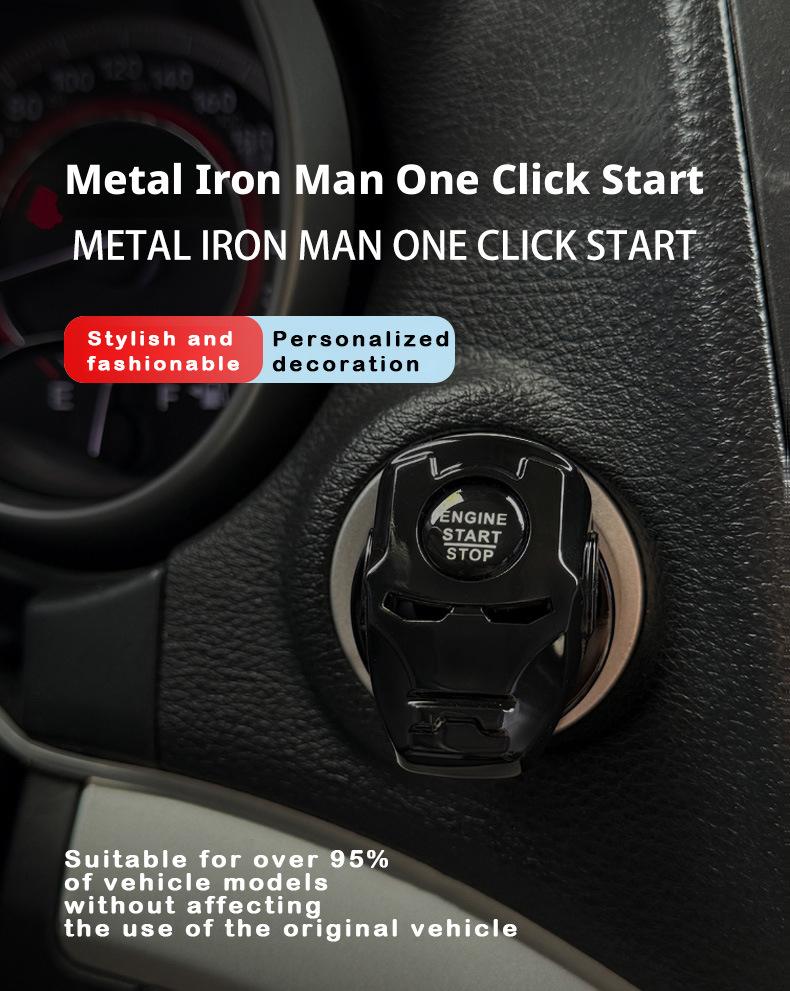 Futuristic Mecha Push to Start Button Cover - 3D Metal Ignition Switch Protector, Cool Car Accessories & Interior Decor