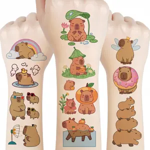 30 Pcs Capybara Temporary Tattoos, Donut Rainbow Guitar Designs, Perfect Gift for Family Friends, Festival Party Body Decor, Lasts 2-5 Days, Beautiful and Cool Fake Tattoos