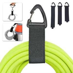 Heavy-Duty Storage Binding Strap with Hanging Triangle Buckle & Hook and Loop Fastener, Convenient Hanging, Rope Management, Extension Cord Organizer for Ropes, Hoses, Cables, Carabiner Straps for Outdoor Gear Storage, Home Organization and Garage Storage