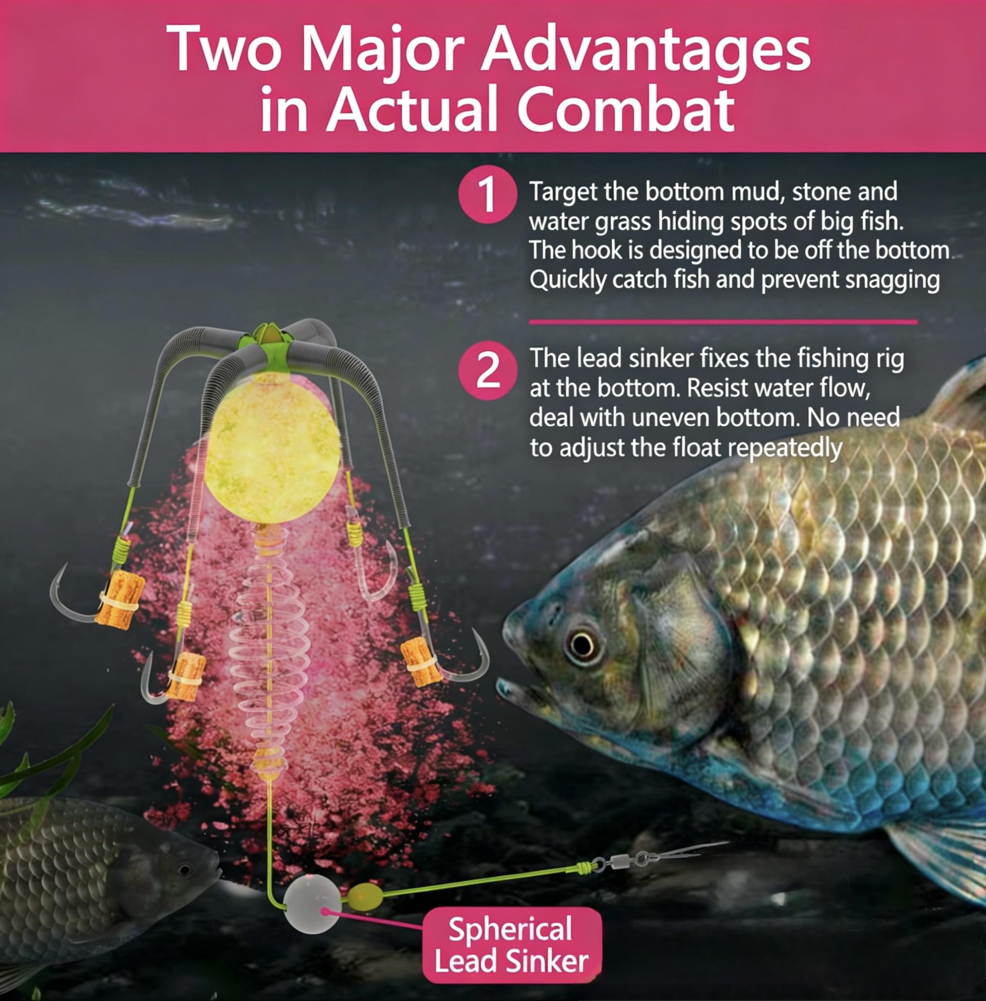 Pre-Tied Off-Bottom Mini Explosion Rig | ISEAMA & Chinu Hooks | Snag-Resistant for Carp Slip Float Surf Fishing