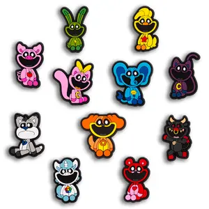 Smiling Critters Croc Charm Shoe Charms 11PCS PVC Clog Pins Accessories Party Favors Birthday Gifts Holidays Decoration for Boys Women Girls