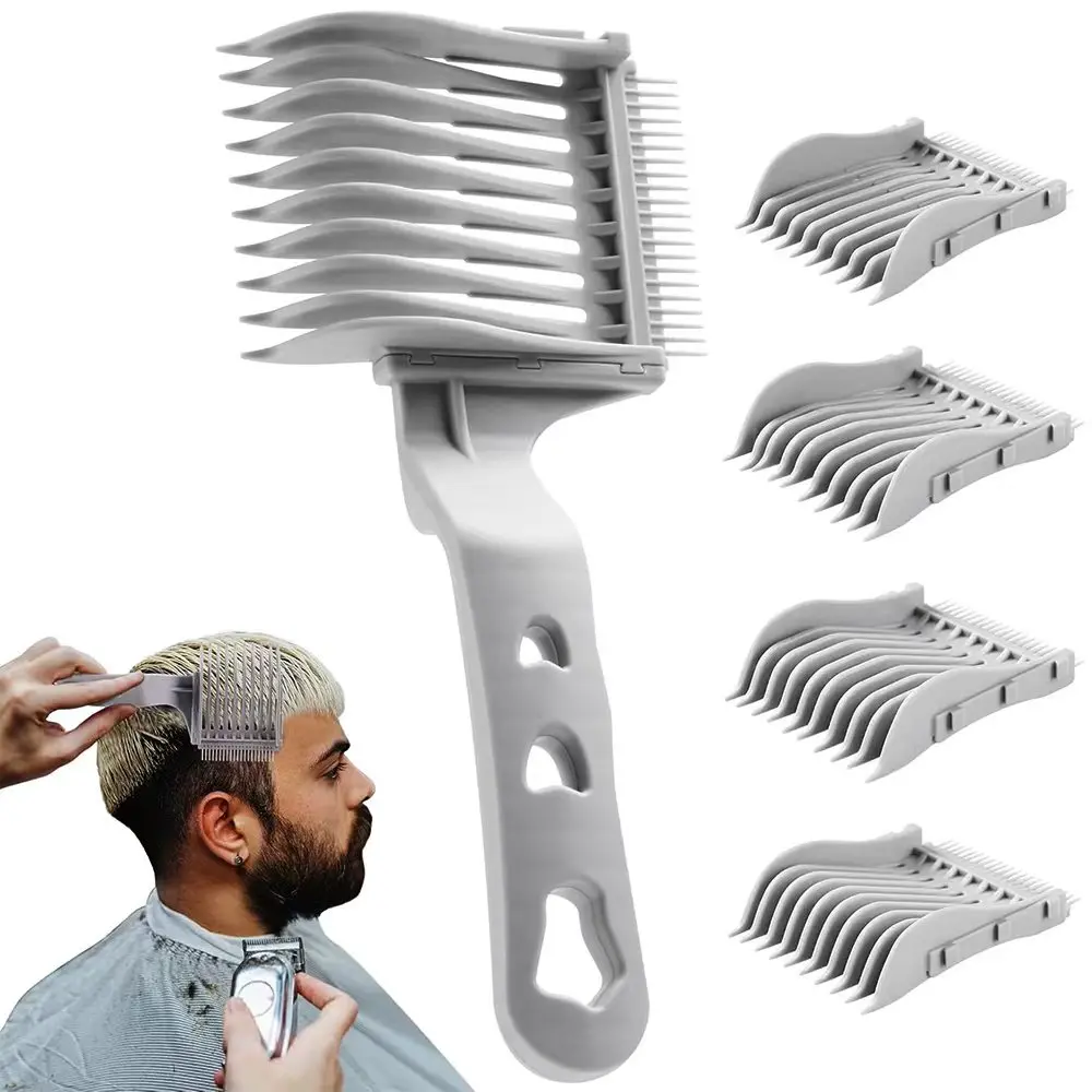 Sohochic 4-in-1 Detachable Fade Comb Set with Comb Design, Ergonomic Handle, Plastic Bristles, Multiple Sizes, Easy Replacement and Operation, DIY Hairdressing Enthusiasts & Barbers Tool for Home Use