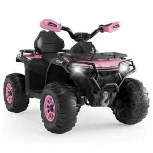 GAOMON Pink 12V Electric Ride on Toys for Kids with Remote Control, Kid ATV with LED & Bluetooth, Dual 45W Motors & 3 Speed Electric Car for Kids