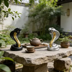 Two Snake Resin Table Lamps, Home Decor Atmosphere Lamp, Gold/silver Color Options, Desktop Entryway Decoration, Feng Shui Lamp