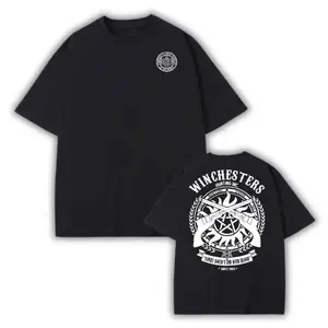 Womenswear Supernatural Winchester Hunting Inc. T-Shirt - Family Doesn’t End with Blood, Saving People, Hunting Things, Gift For Men