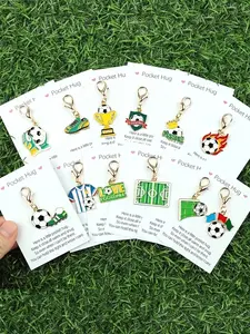 10pcs  Soccer Keychain Set with DIY Key Rings & Charms - Compatible for Logos, Numbered Balls, DIY Assembly for Sports Gifts, Bag Accessories Suitable for Soccer Fans, Players, Coaches, Referees，World Cup Decorations