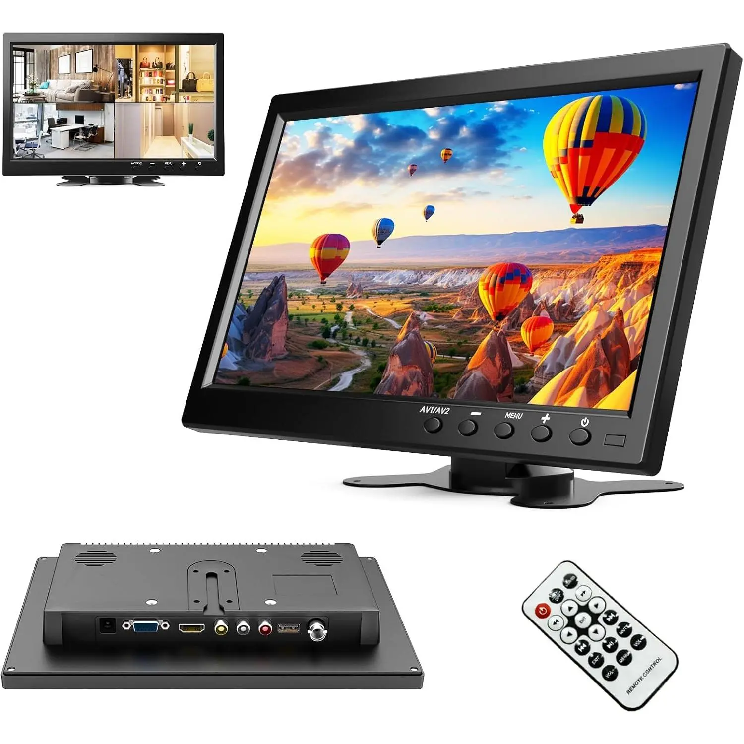 10.1" HD Monitor for Mini TV & Car Video Player & Computer Display TFT LCD Color Screen for Car Backup Camera & Home Security System Built in Speaker Support BNC/AVI/VGA/HDMI