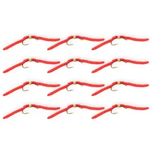 Floating Feather Supply Bead Body San Juan Worm Fly 12 Pack – Trout Worm Size 12