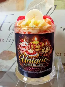 Unique Candle Designs 13 oz Large Household Wax Strawberry Banana Dessert Candle, Household Candle
