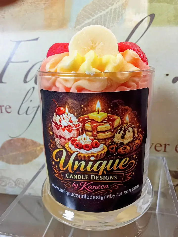 Unique Candle Designs 13 oz Large Household Wax Strawberry Banana Dessert Candle, Household Candle