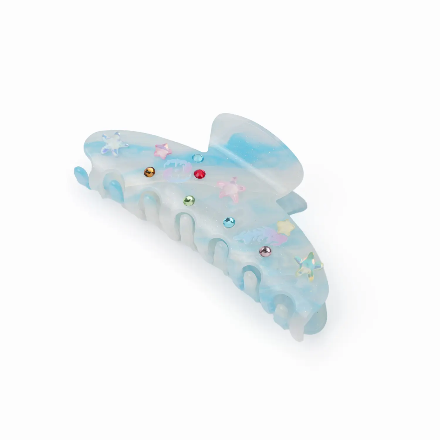 Chelchel's Lost Lemons Collection Cute Animal & Floral Hair Claw - Beach Starry Hair Claw Premium Acetate Shark Clip, Interlocking Strong Hold Hair Accessories