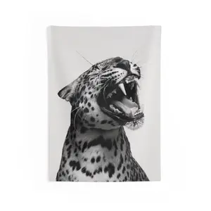 B&W Aesthetic Tapestry, Leopard Tapestry, Glam Bedroom Wall Decor 26" × 36" Print Hanging