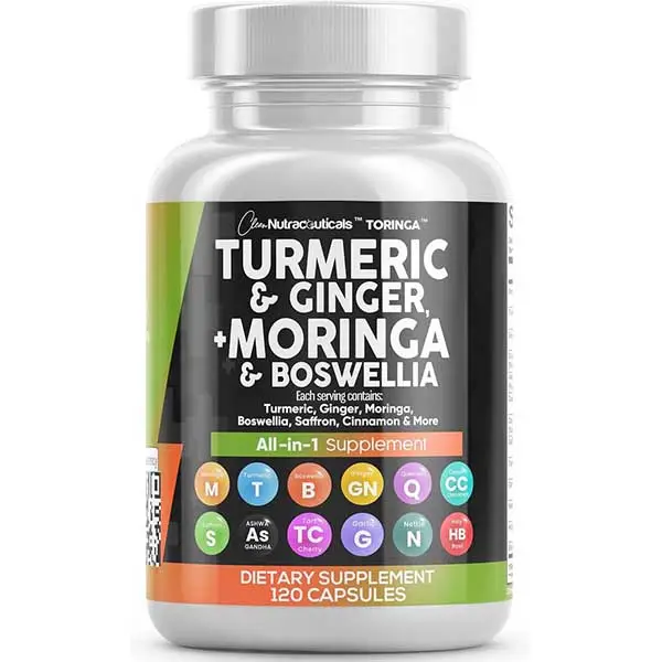 Toringa | Turmeric Curcumin 30000mg Ginger 3000mg Moringa 50000mg Boswellia Saffron 2000mg - Joint Support Supplement for Women and Men Ceylon Cinnamo