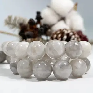 Natural White Crazy Lace Agate Gemstone Smooth Round Loose Beads For DIY Jewelry Making Desig Handmade Crafts Bracelet, Necklace, Earrings AAA Quality 15.5 Inches Long, Semi Precious Stone, Spacer beads