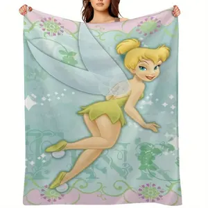 Tinker Bell Cartoon Creative Print Plush Blanket - Ultra-soft microfiber, suitable for all seasons, for home, office, indoor and outdoor use. warm breathable comfort ideal decorative gift