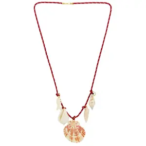 Timeless Pearly Shells Rope Necklace in Red