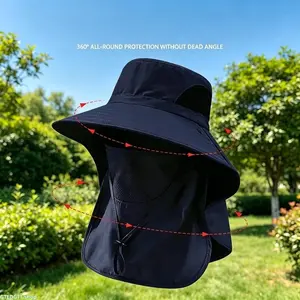 Uv Shield Bucket Hat, Breathable Mesh Outdoor Hat Equipped With Neck Flap and Full Face Guard, Lightweight Quick Dry Headwear in Multiple Colors, Adjustable Unisex Cap, Fit for Fishing, Hiking, Travel, Yard Work and Long Time Outdoor Stay
