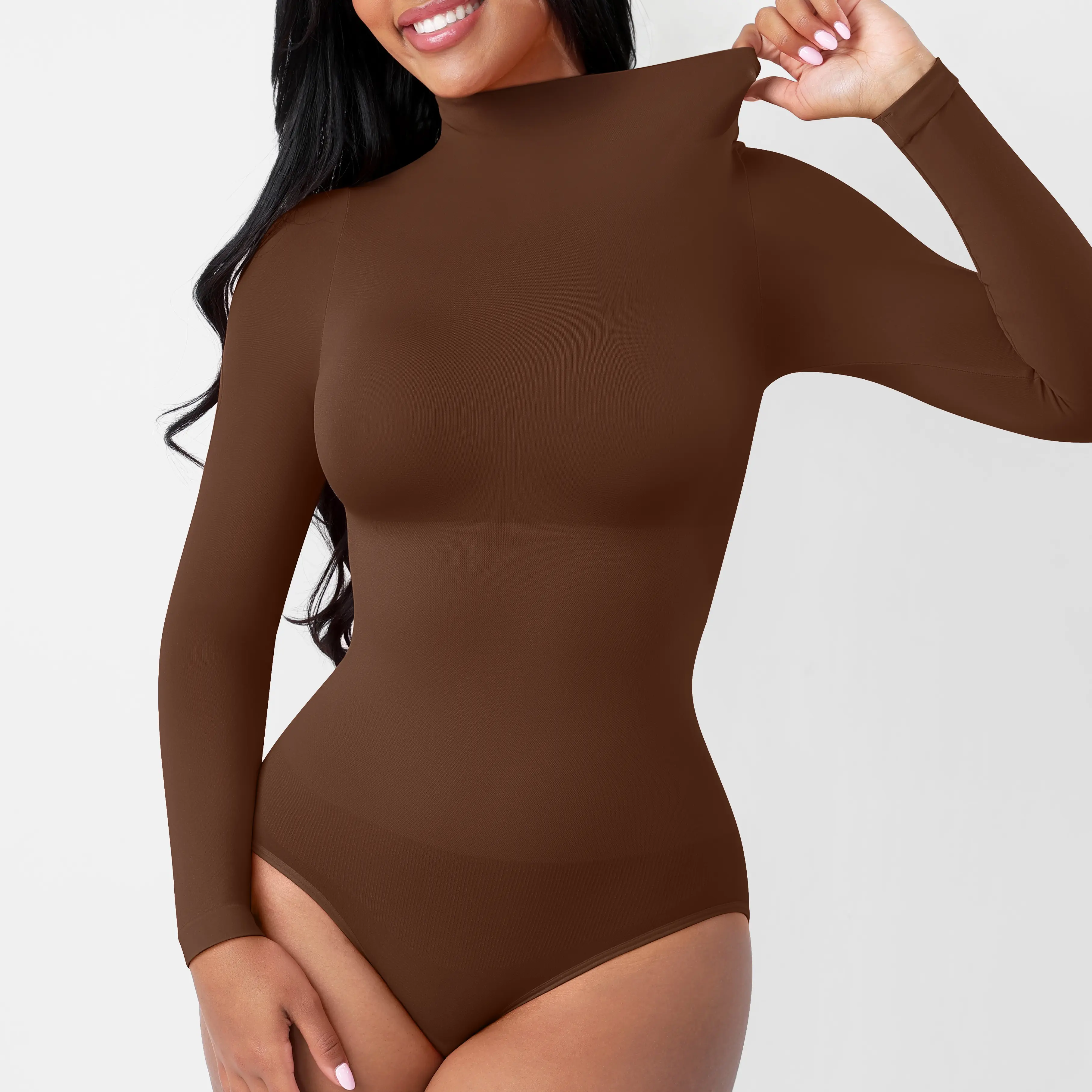 FeelinGirl High Neck Bodysuit for Women Long Sleeve Shapewear Basic Body Suit Going Out Tops Autumn/Winter style