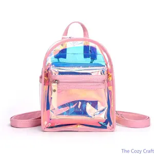 Korean Style Holographic Jelly Clear Bag Set for Women, 2‑in‑1 Transparent Backpack Shoulder Crossbody Combo, Trendy See‑Through Two‑Piece Purse, Lightweight Accessory for Summer Beach & Daily Street Style
