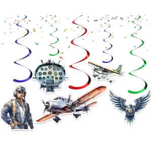 Pilot-Themed Hanging Streamers - 10 Pcs | Aviation Party Decorations