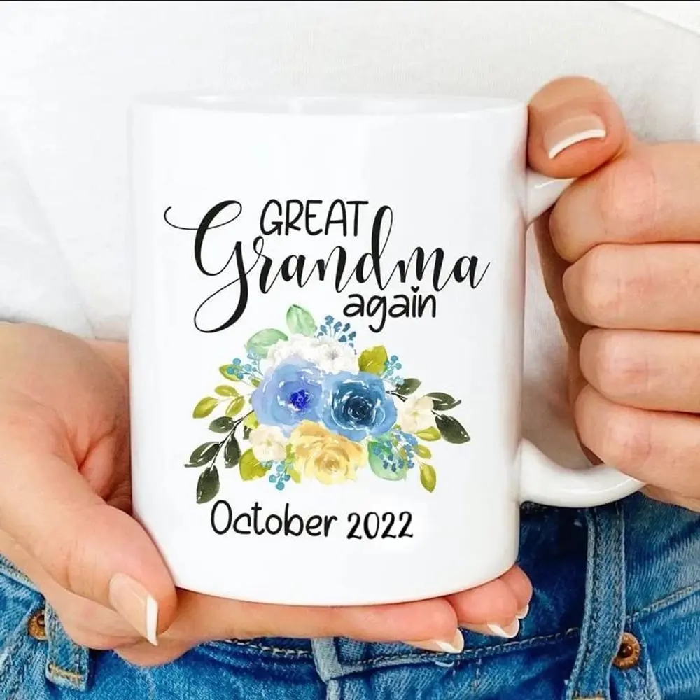 Personalized [SEND CUSTOM VIA MESSENGER] Great Grandma Again Mug Great Grandma Mug, Promoted To Great Grandma Again Mug Ceramic Coffee 11 15 Oz Mug Birthday Gift New Year Day Mug Mothers Day Mug
