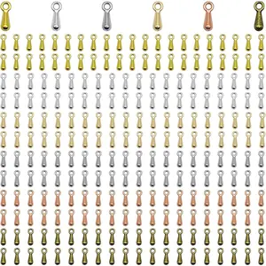 1200 count  Droplet Tail Chain Pendant End Beads Necklace Bracelet Water Drop Pendants End Beads Crimp Ends Extended Extension Chains Tails Clasp for  Making,6 Colors