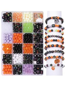 24 Grid Halloween Themed Beaded Kit, DIY Jewelry Making Kit, DIY Jewelry Making Supplies for Bracelet Necklace Earrings Making