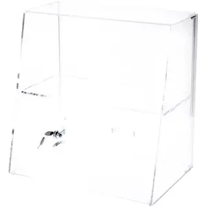 Plymor Clear Acrylic Locking Display Case with Slanted Front and Sliding Back, 1 Flat Shelf