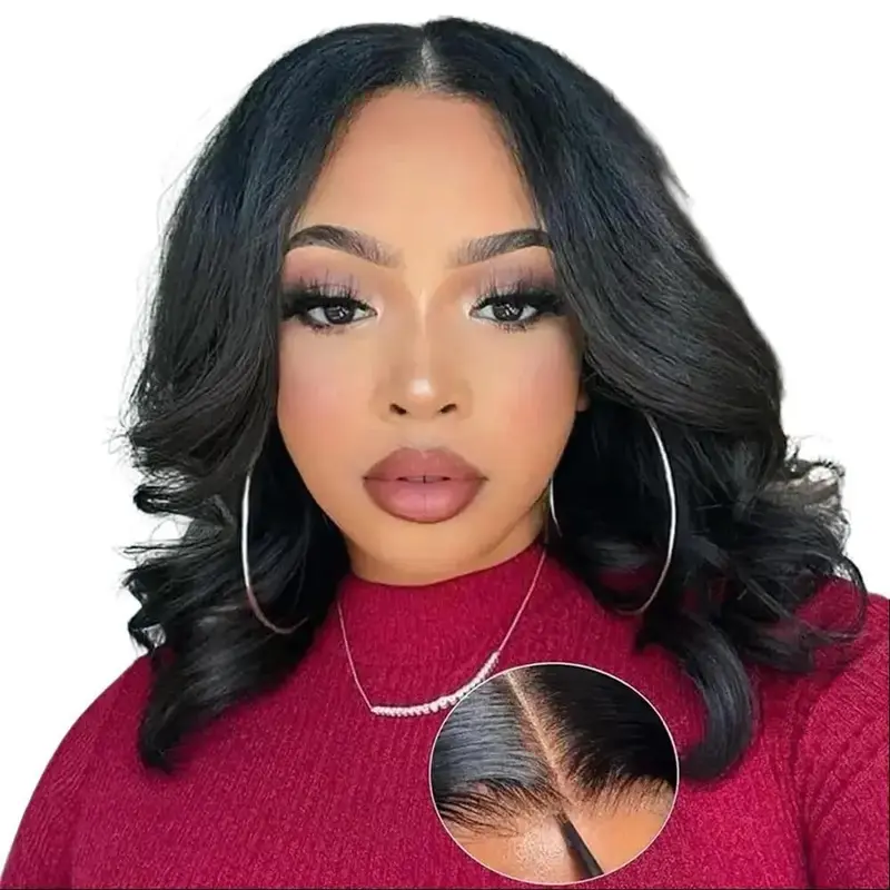 Short Body Bob 4x7 Lace Human Hair Glueless Wig - Natural Color, Pre-Plucked With Baby Hair, Breathable & Easy Install, Versatile From YMSGIRL Hair