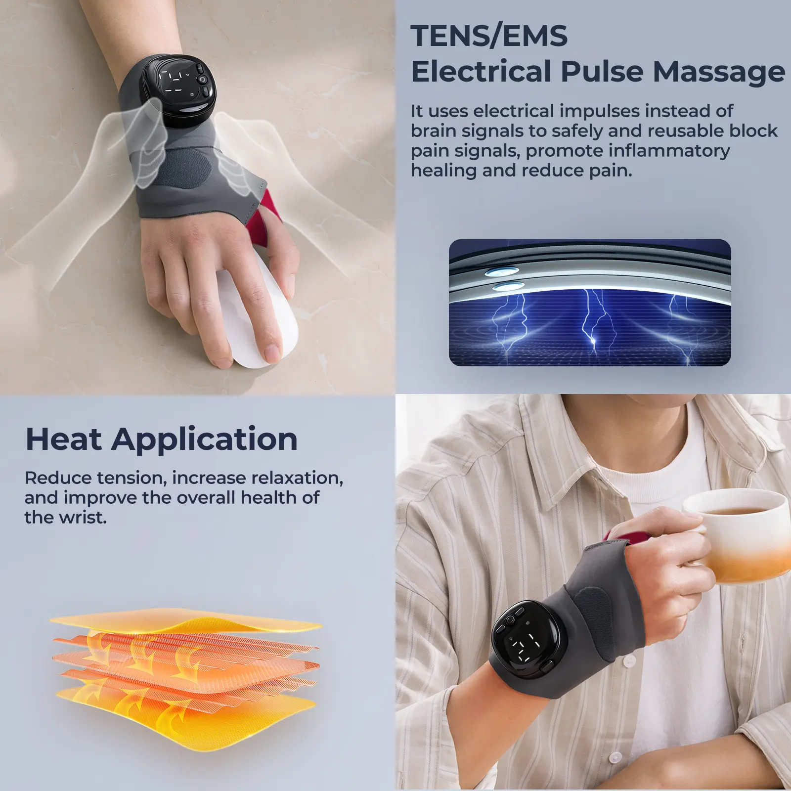 TECH LOVE Upgraded Hand Massager Wristband with Heat – Portable
