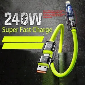 4-in-1 USB Charging Cable,240W max Multi USB C Fast Charging Cable Combo Type C/USB A/L Port for iPhone 16/15 14 13 iPad Galaxy iPad and More,240W MAX 4in 1 Fast Charger Cable, Two Drag Two Charging Cord with USB-A/Type-C/Lightning, Four in One Fast Charg