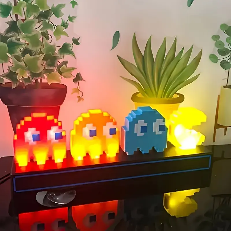 ZYLER Pac-Man USB-Powered RGB LED Neon Desk Lamp - Touch Dimmable LED, Plastic, Color Pulsating Light, Bean-Shaped Art Piece, Chill Room Accessory, Mood Lighting, Indoor Decor