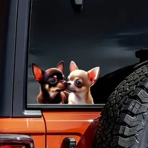 1PC Light Trendy Sweet Warm Pet Sticker Truck Car Decal | For Car Rearview Mirrors, Pet Stationery, Chihuahuas Snuggling Decor, Load Items with Sweet Pet Vibe Easily, Chihuahuas’ Sweet Warm Healing Feeling in Daily Details