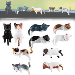 Mini Cat Desk Figurines - Set of 10 Adorable Handcrafted Resin Kittens for Workspace & Office Decor, Car Dashboard, Computer Monitor Ornament