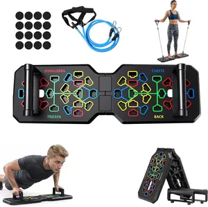 Push up Board, Foldable Push up Bar with Resistance Bands, Portable Home Gym Workout Equipment, Multi-Functional Pushup Stands for Full Body Strength Training & Chest Muscle Exercise chengdushilidaokejiyouxiangongsi