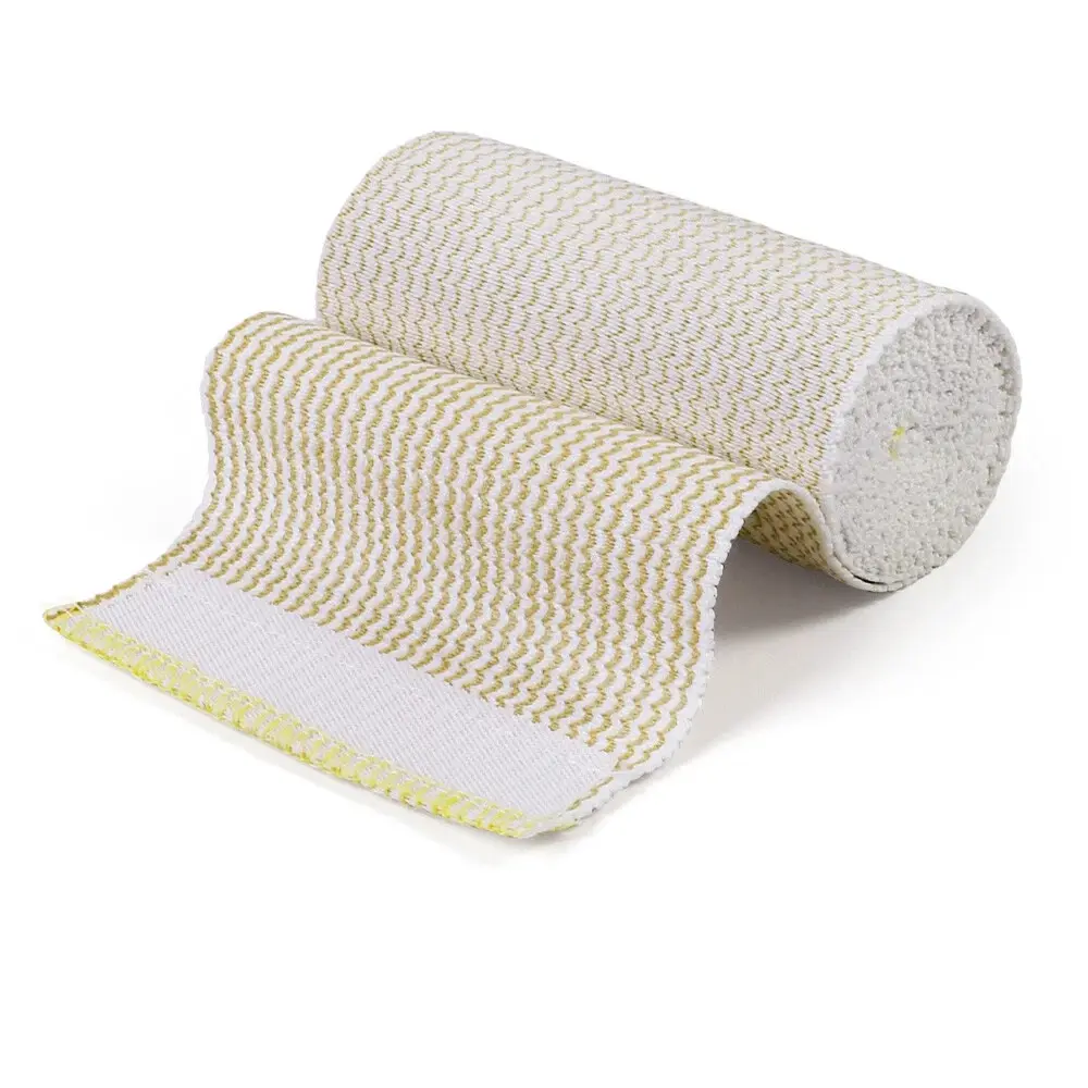 4 Rolls 4-in Elastic Bandage Compression Wrap, Cotton, Hook & Loop Self-Closure, First Aid Supplies for Different Body Parts, Hot & Cold Use, Odor Control