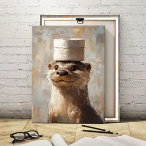 Wooden Framed Canvas Painting, Wooden Wall Art, Vintage Fun Animal Art Poster, Modern Art Decoration, Living Room Bedroom Decoration, Hallway Office Mural, Home Poster, Art Prints, Ornaments