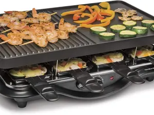 Raclette Table Grill, 200 sq. in. Nonstick Griddle Portable Square Reusable
